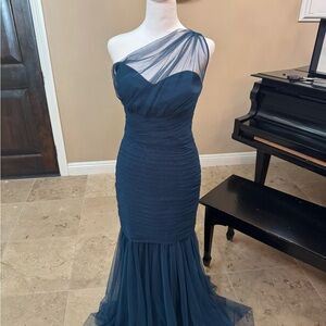 Source One-Shoulder teal Dress